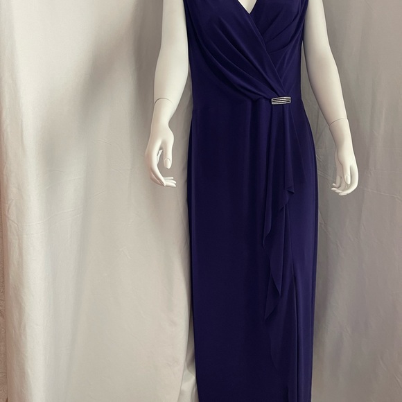 Ralph Lauren deep purple color evening dress in good condition/front slit - Picture 1 of 17